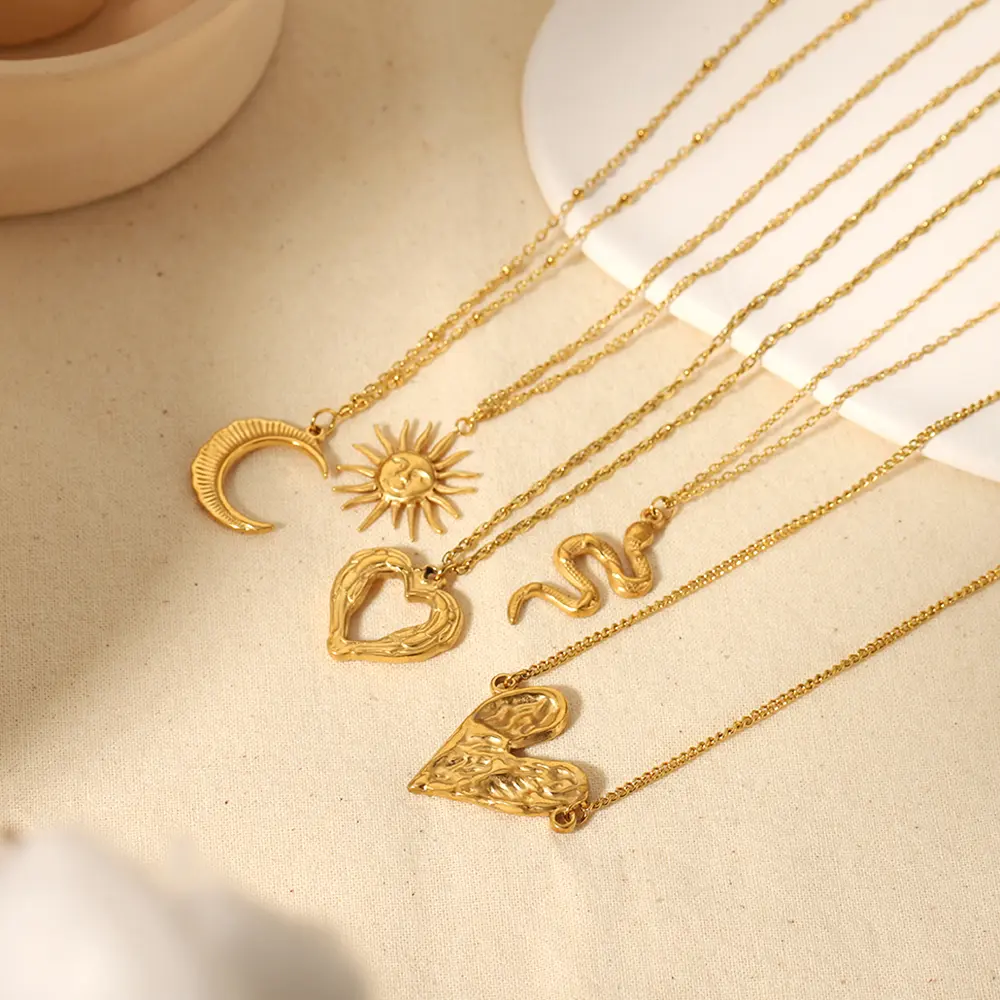 1 Piece Simple Classic Style Heart Shape Stainless Steel 18K Gold Plated Women's Pendant Necklaces h5 